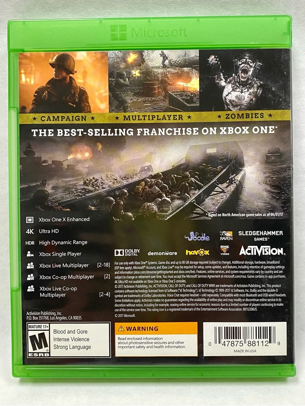 Microsoft Xbox One Call of Duty WWII - Green Case
